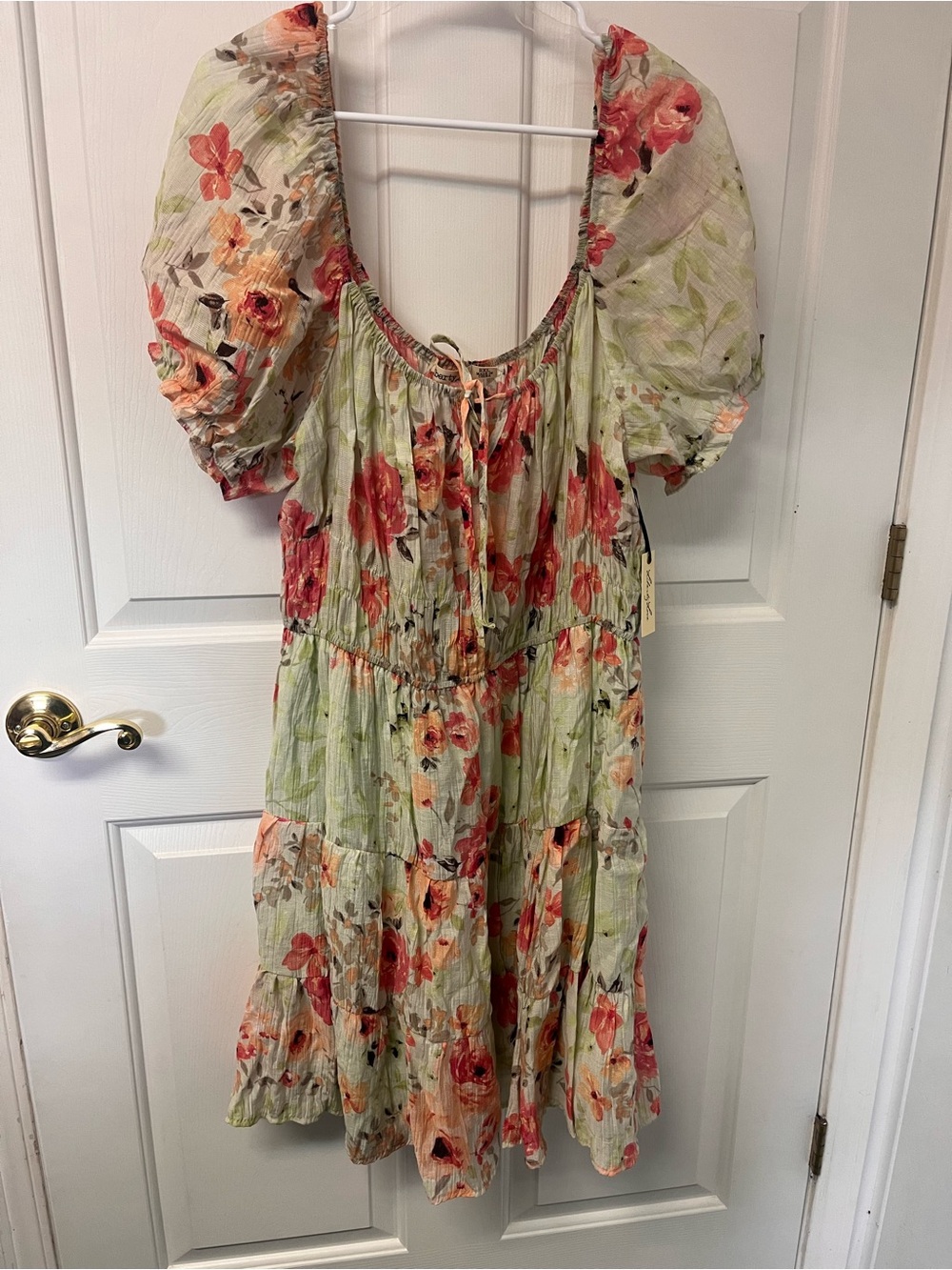 Liberty Love Floral Tiered Sundress in Light Green and Coral NWT